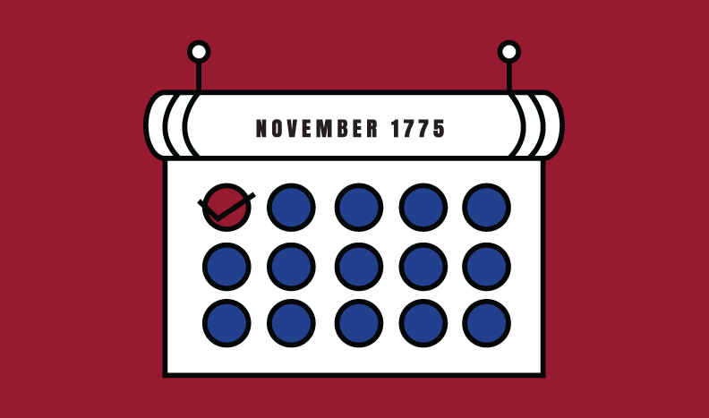 infographic of calendar "Founded in 1775"
